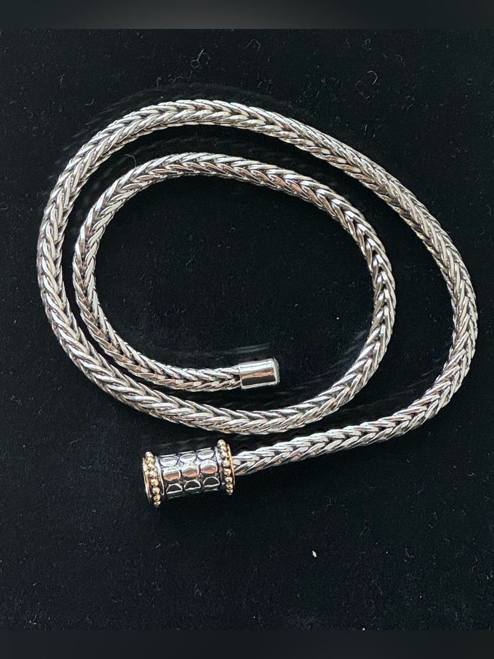 Silver Weave Two-Tone Rope Chain Necklace with Magnetic Clasp - Picture 9 of 11